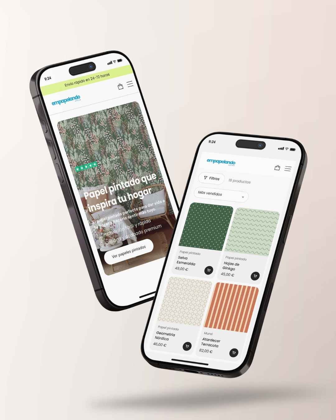 Tienda online de papel pintado · Buenas Vibes Studio